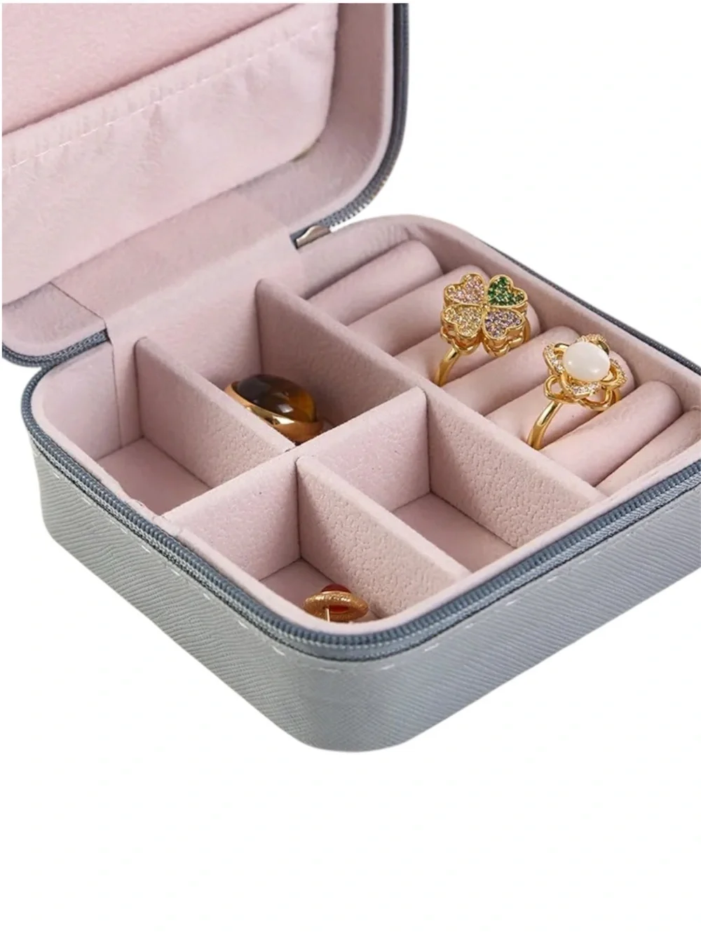 Travel Jewelry Case Organizer Faux PU Leather for Ring Earring Necklace Storage